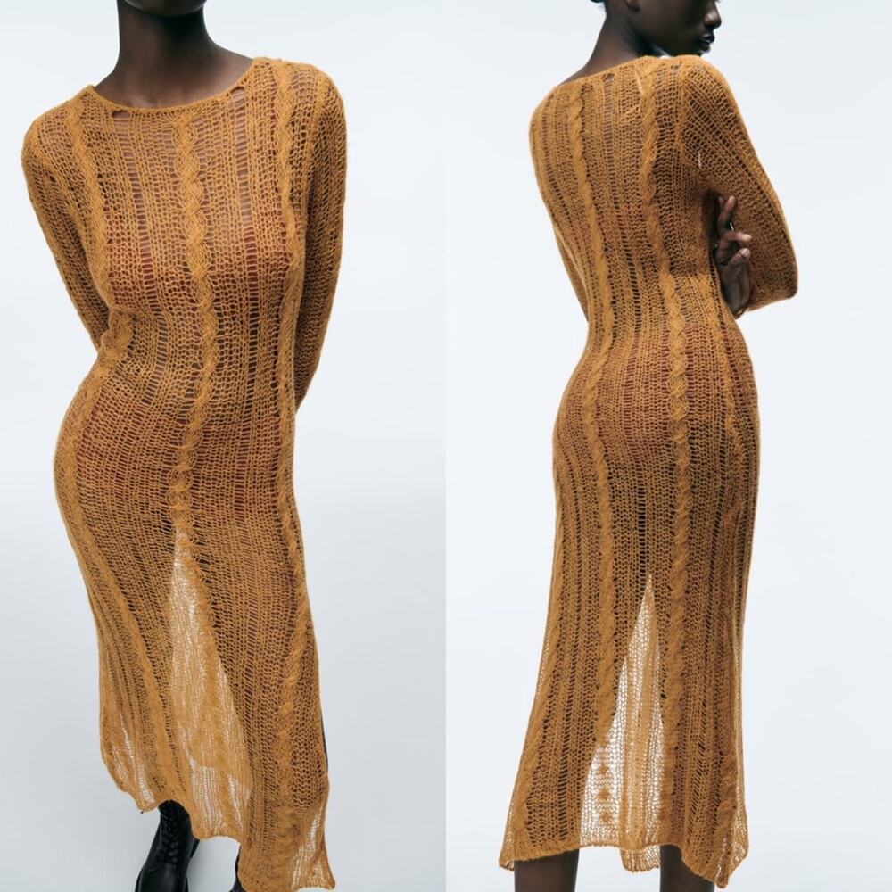 ZARA OPEN CABLE KNIT DRES